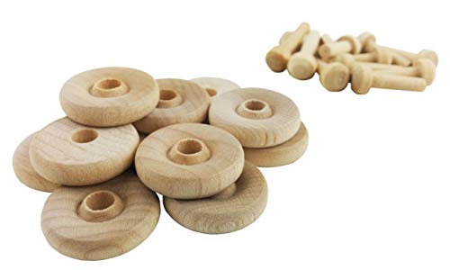 Maple Landmark Wood Wheels - 100 Pack with Free Axle Pegs - Made in USA (.75" Diameter) - Image 1