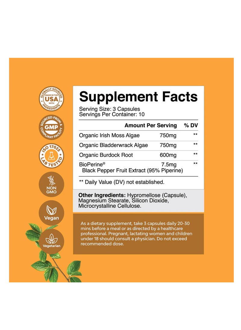 Nature's Craft Organic Irish Sea Moss Capsules - Organic Sea Moss Pills with 2100mg Serving Superfood Complex with Bladderwrack Burdock Root and BioPerine for Immune Skin & Thyroid Support - Vegan Non-GMO (1 Month)  - Image 3