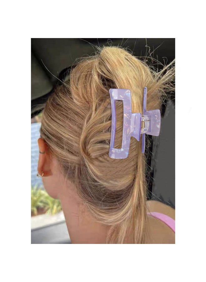 MagicSky - Magicsky 10 Pcs Hair Claw Clips for Women, Opal Marble Tortoise Acrylic Large Clip for Thick Thin Hair, 90's Cute Butterfly Barrettes Pins, Aesthetic Styling Accessories for Girls-Rectangle - Image 1