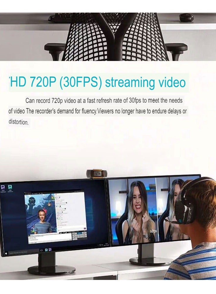 AROAQ 720p HD Webcam, Streaming Computer Web Camera with Wide View Angle, Convenient Multi-purpose USB Computer Camera, Pc Webcam for Video Calling Recording Conferencing, (B1-720P) - Image 3
