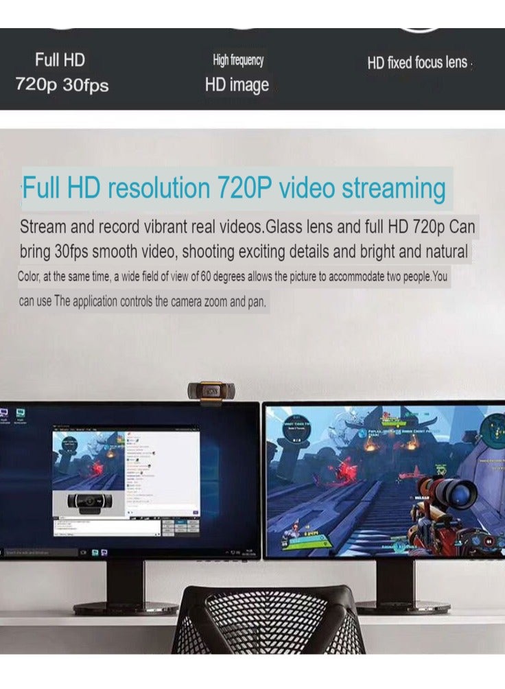 AROAQ 720p HD Webcam, Streaming Computer Web Camera with Wide View Angle, Convenient Multi-purpose USB Computer Camera, Pc Webcam for Video Calling Recording Conferencing, (B1-720P) - Image 2