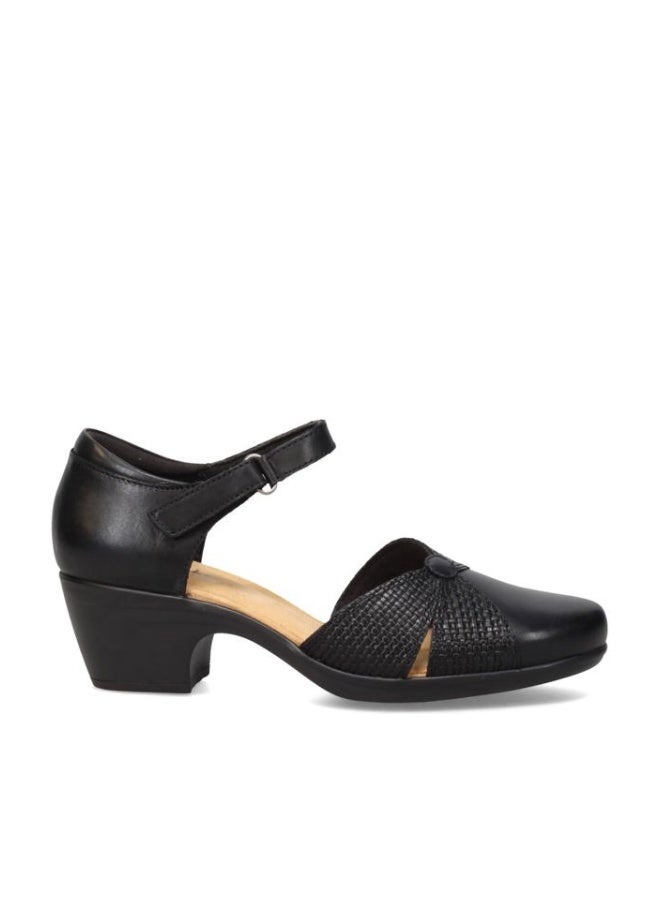 clarks Women's Emily Rae Pump, Black Leather, 8 Narrow - Image 1