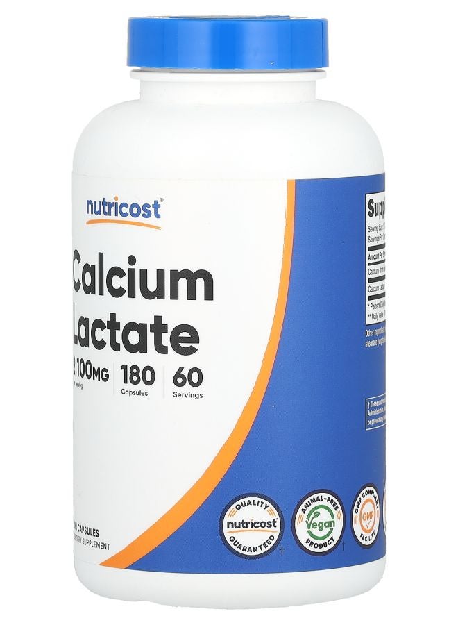 Nutricost Calcium Lactate 180 Capsules (700 mg per Capsule) - Image 2