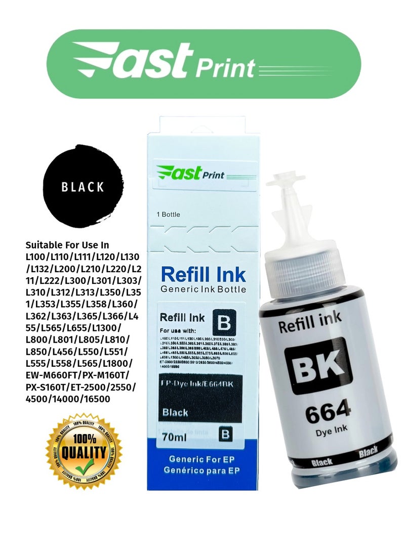 Fast Print Refill Ink EPSON 664 BLACK - 70ML  - Image 1