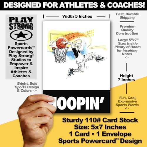 Play Strong Basketball Dunkin' Birthday Card 1-Pack (5x7) Power Player Illustrated Sports Birthday Cards Greeting Cards- Awesome for Basketball Players, Coaches and Fans Birthdays, Gifts and Parties! - Image 2