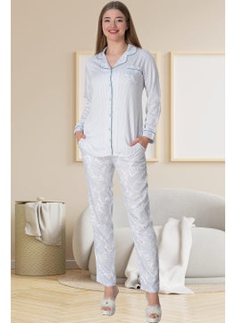 Mecit Pijama Mecit Pajamas Mecit 5143 Blue Buttoned Women's Pajama Set  - Image 2