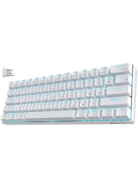 Rk61 Wireless 60% Mechanical Gaming Keyboard Ultra Compact Bluetooth Keyboard With Tactile Blue Switches Compatible For Multi Device Connection White