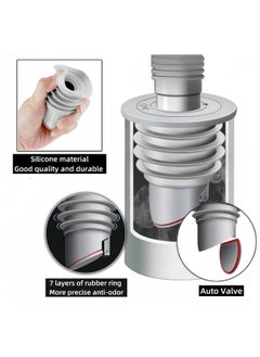 sokany 2 Pack Sewer Pipe Seal Ring Sealing Cover, Preventer Silicone Odor Proof Drainage Trap, Suitable for Bathroom Bathtub Kitchen Cleaning Tools, Medium (Grey)  - Image 3