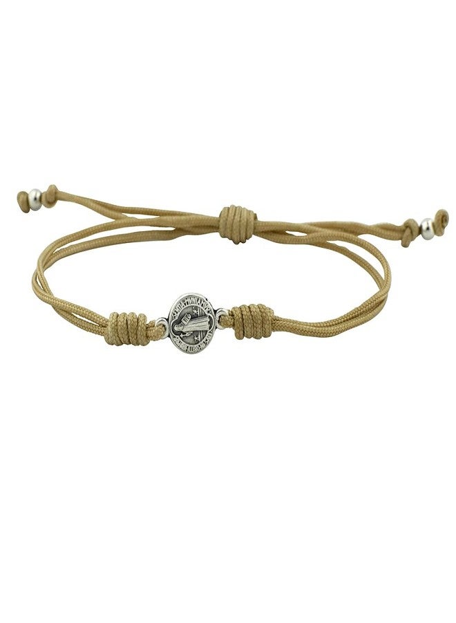 VENERARE Adjustable Saint Benedict Medal Bracelet | Durable Tan Cord | Patron Saint of Students | Great Catholic Gift for First Communion, Confirmation, and Graduation - Image 5
