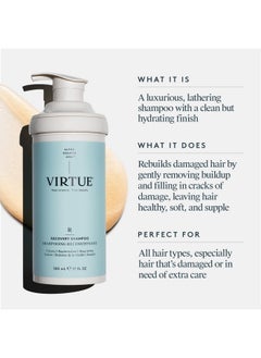 VIRTUE Virtue Recovery Sulfate Free Shampoo with Keratin and Baobab Seed Oil for Damaged Hair, Color Safe  - Image 2