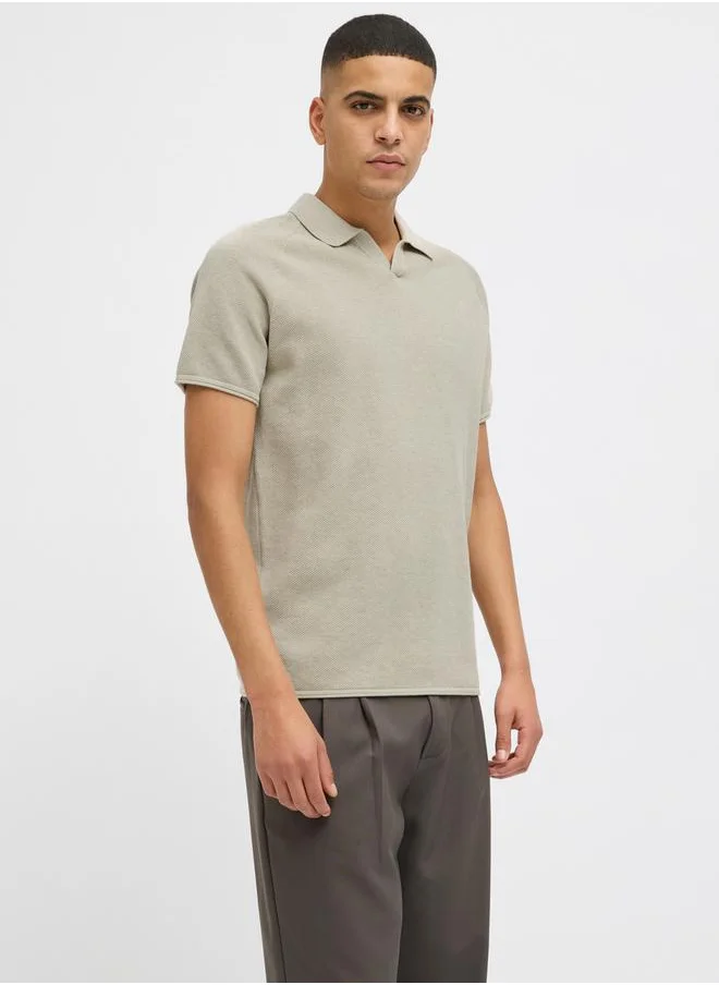 JACK & JONES Solid Short Sleeve Polo Neck Tshirt