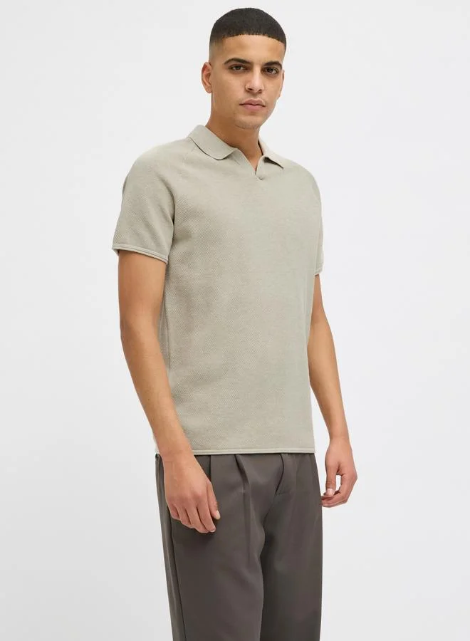 JACK & JONES Solid Short Sleeve Polo Neck T-Shirt