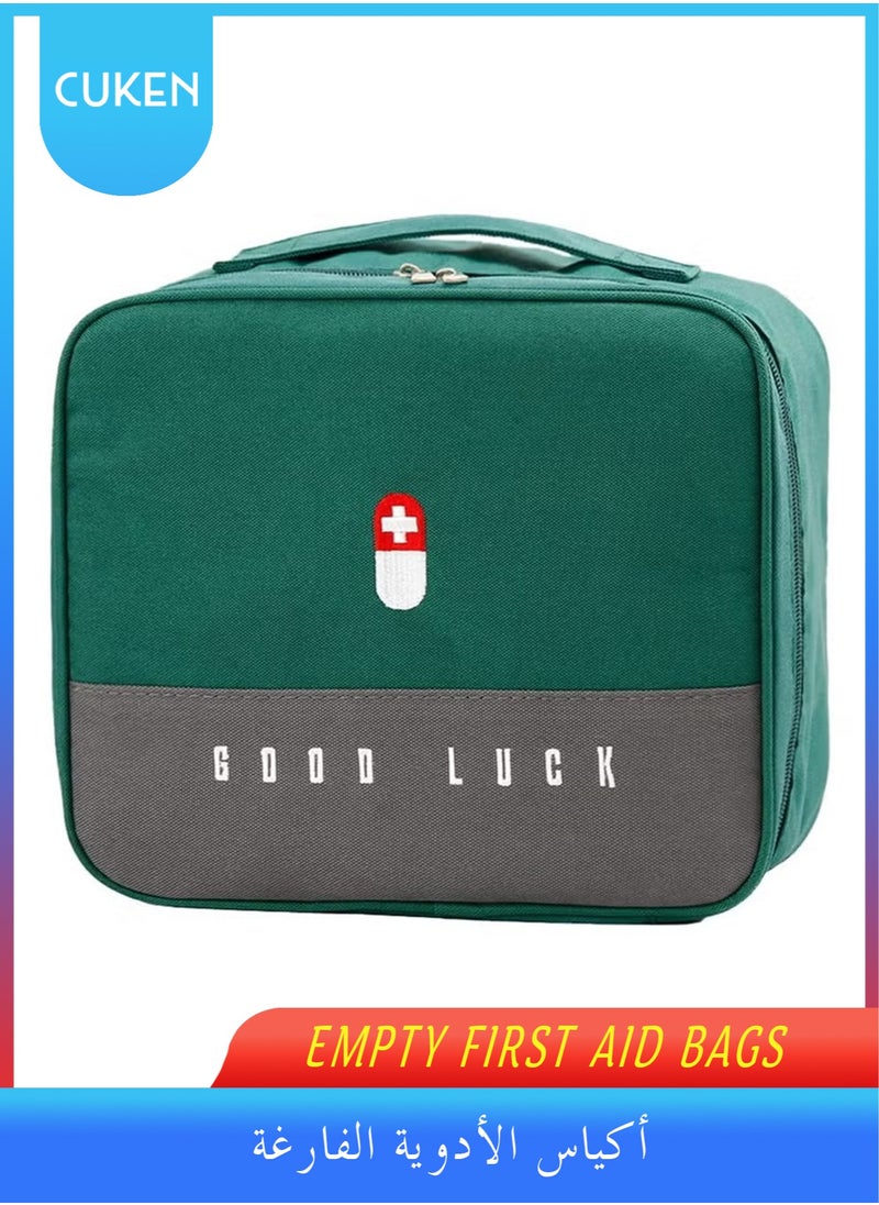 Cuken Empty First Aid Bags, Travel Medicine Bag, Medical Supplies Organizer, Portable Medical Medicine Bags Portable Kit for Traveling, Car, Home, Camping, Office, Hiking, Outdoor ( Green)  - Image 1