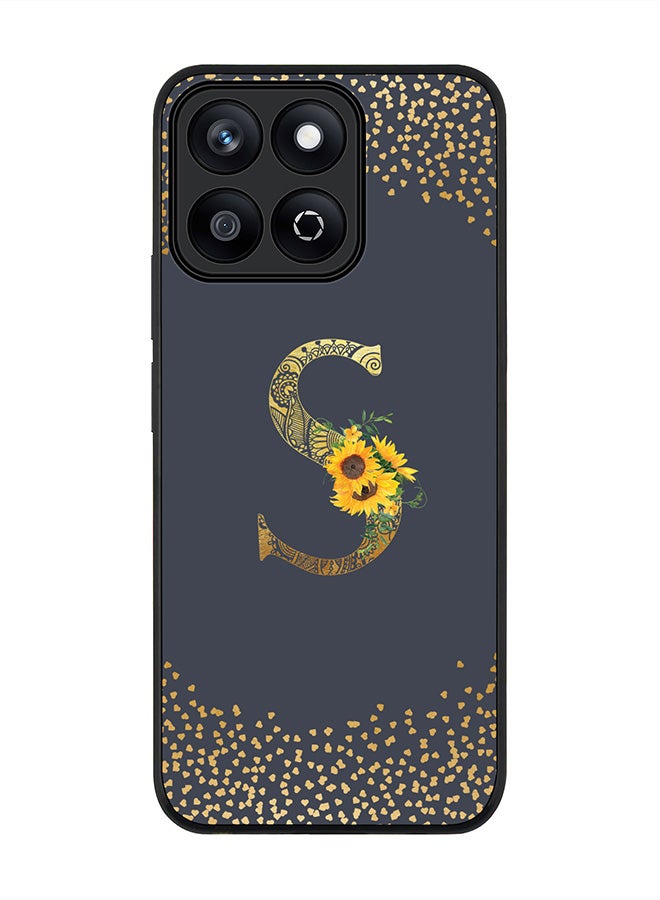 Stylizedd For Honor X7c 4G Case,Slim fit Camera Protection, Shockproof Thin Phone cover  - Custom Floral Monogram - S  (Grey ) - Image 1
