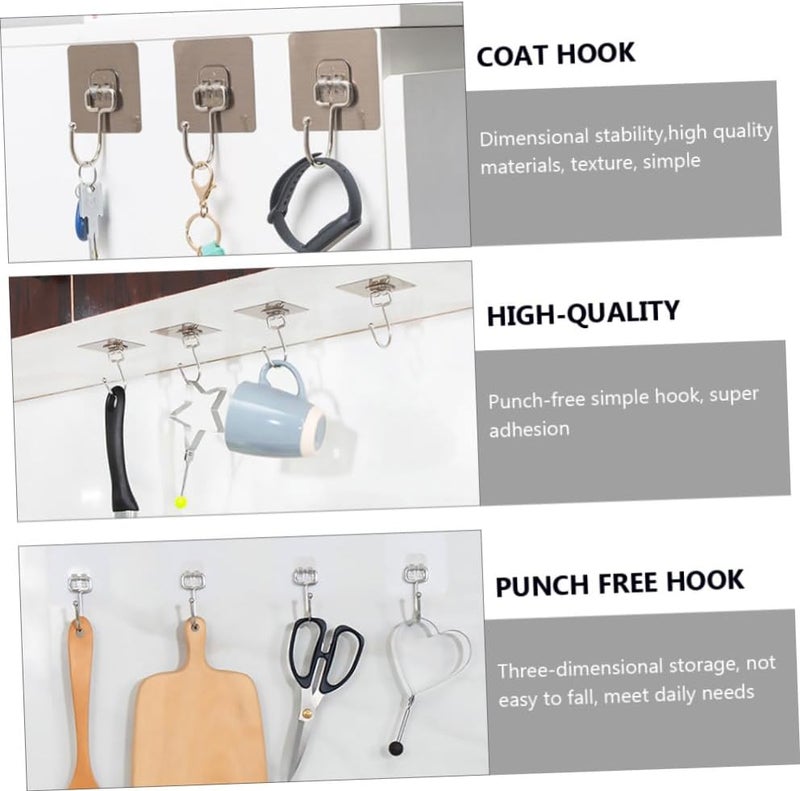 IMIKEYA 15pcs Self-Adhesive Heavy Duty Stainless Steel Hooks Brushed Gray Brushed Gold Wall and Door Hanging Hooks for Kitchen Bathroom Storage Organization - Image 5