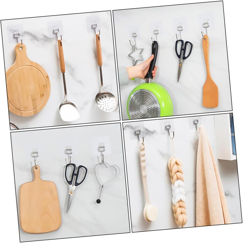 IMIKEYA 15pcs Self-Adhesive Heavy Duty Stainless Steel Hooks Brushed Gray Brushed Gold Wall and Door Hanging Hooks for Kitchen Bathroom Storage Organization - Image 4