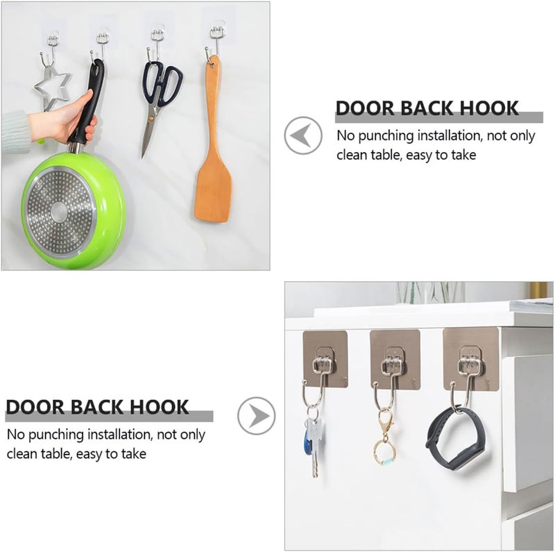 IMIKEYA 15pcs Self-Adhesive Heavy Duty Stainless Steel Hooks Brushed Gray Brushed Gold Wall and Door Hanging Hooks for Kitchen Bathroom Storage Organization - Image 3