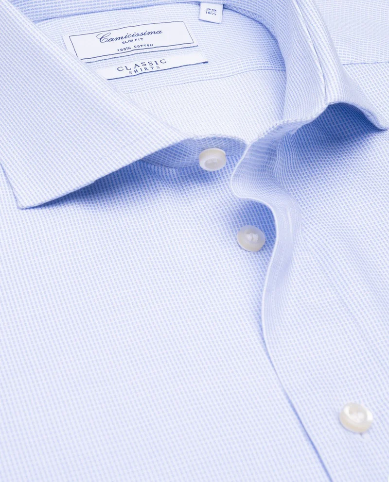 كاميتشسما قميص كلاسيكي أزرق فاتح دوبي بقصة ضيقة