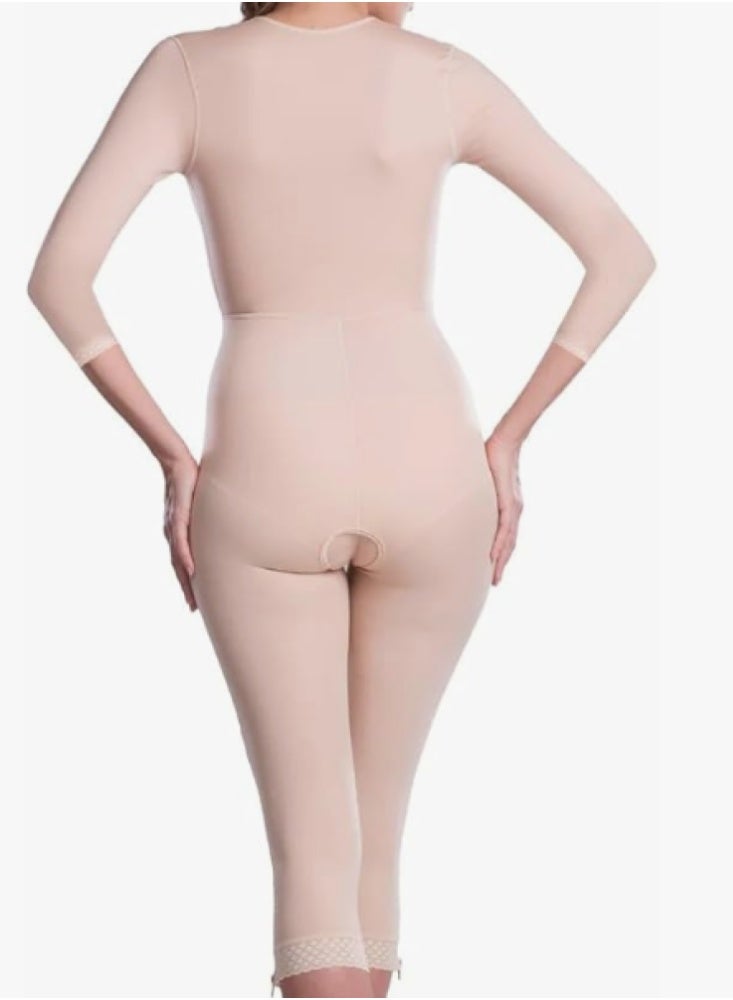 HT Full body corset after operations for women with long sleeves and front zipper, tightening and slimming, postpartum and liposuction support, comfortable elastic material, beige, HT, M - Image 2