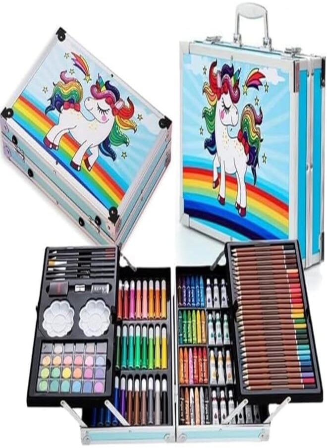Fantastic-Kids-Toys 145 Piece Professional Art Drawing Set for Kids, Teens, Adults Including Colored Pencils, Watercolor and Oil Pastels (Blue) 