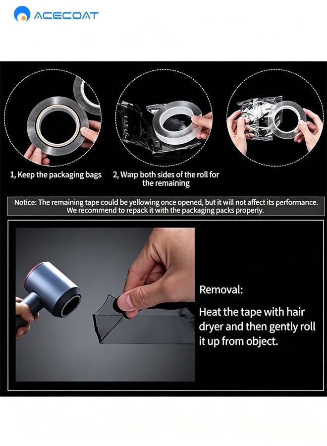 ACECOAT Extra Strong Double Sided Nano Adhesive Tape Heavy Duty Removable, Clear Sticky Adhesive Nano Tape Tough Washable Waterproof Mounting Tape For Hanging Picture, Poster, Carpet - Image 2