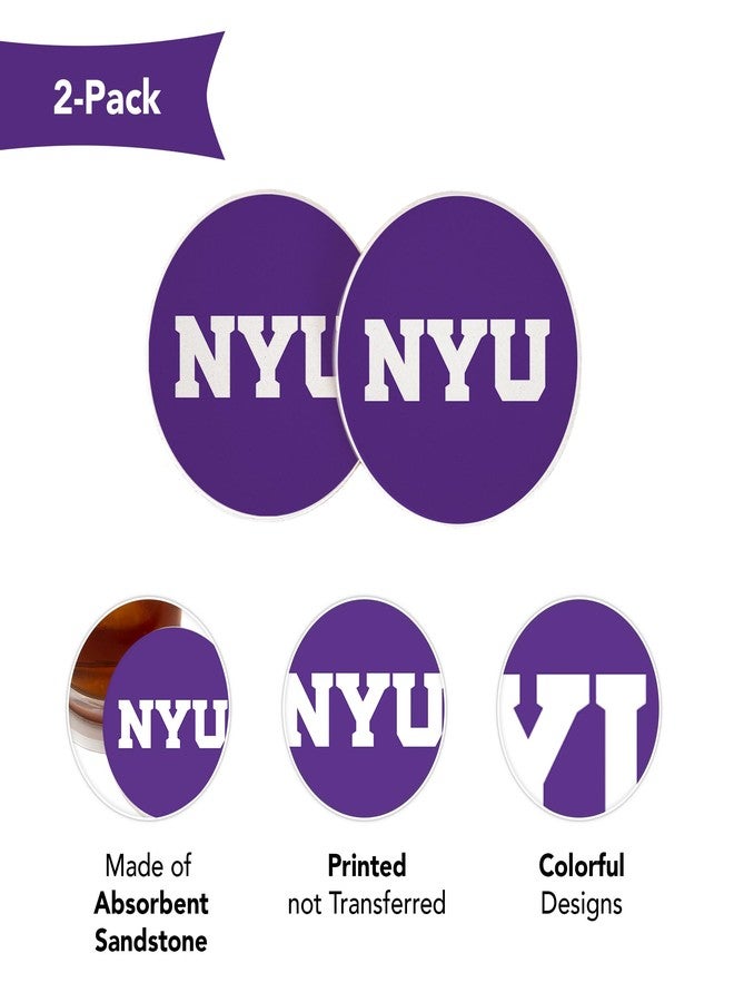 Desert Cactus NYU New York University Car Coaster NYU Violets Absorbent Sandstone Car Cup Coasters Set of 2 (Design A) - Image 3