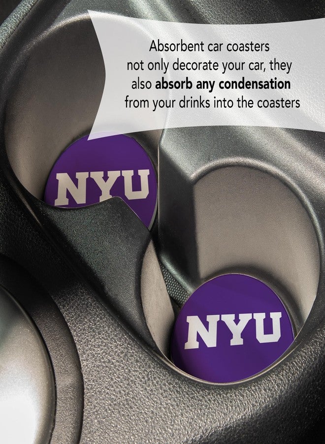 Desert Cactus NYU New York University Car Coaster NYU Violets Absorbent Sandstone Car Cup Coasters Set of 2 (Design A) - Image 5