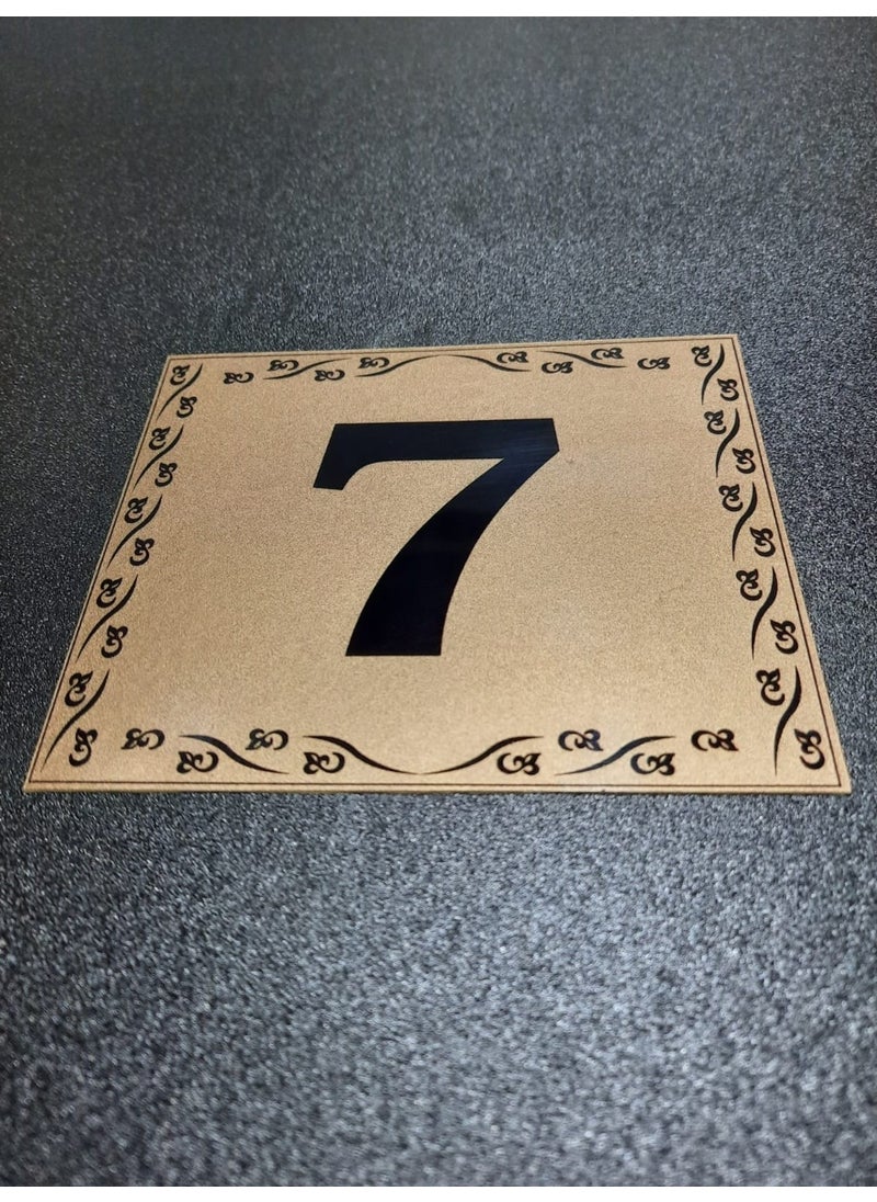 GEN Door Number 10X12 cm Adhesive No 7 Metallic Golden Yellow  - Image 1