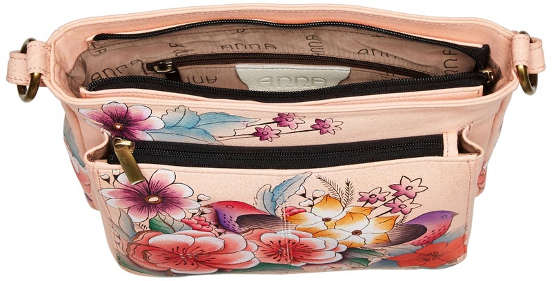 Anna by Anuschka Women's Zip-top Multi-Compartment Organizer Medium Crossbody, Vintage Garden - Image 5