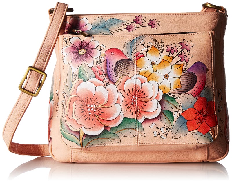 Anna by Anuschka Women's Zip-top Multi-Compartment Organizer Medium Crossbody, Vintage Garden - Image 1