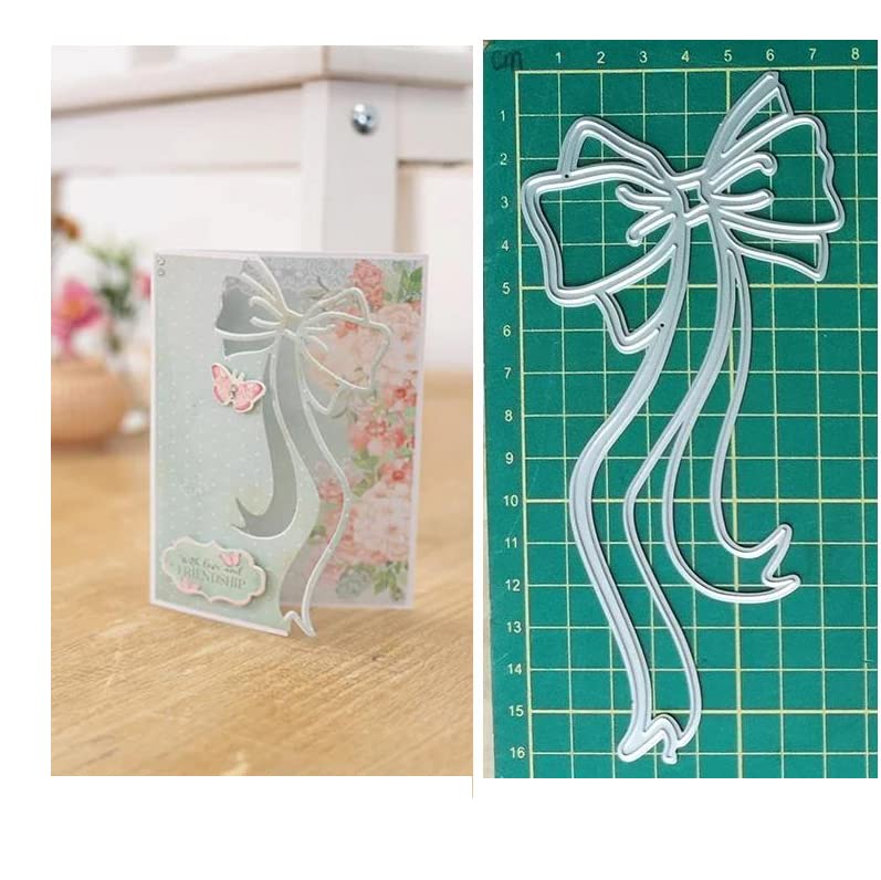 CoolifWang Streamer Bow Metal Cutting Die Cuts DIY Crafts Template Streamer Bow Scrapbook Cards Cutting Dies Cut Stencils for DIY Embossing Card Making Decorative Paper Dies Scrapbooking