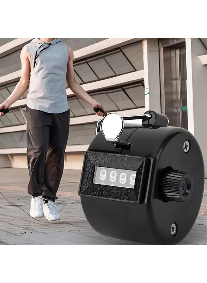 عداد يدوي ميكانيكي أسود 4 أرقام، عداد نقر كفي لا يحتاج إلى بطارية - Image 2