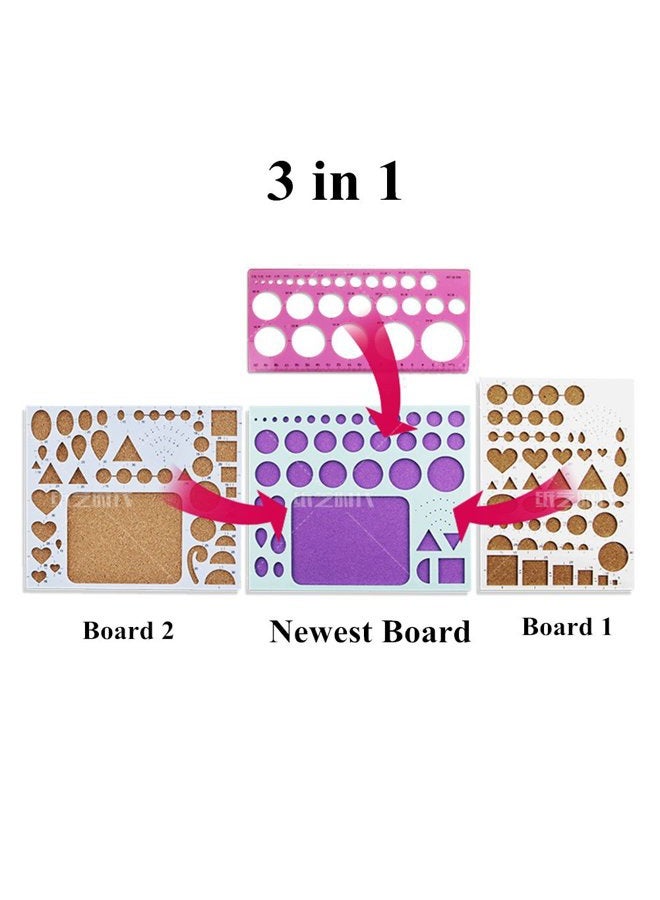 YURROAD 3 in 1 Paper Quilling Template Board with Pins Quilling Knitting Board Cork Shape Mold DIY Tool  - Image 3