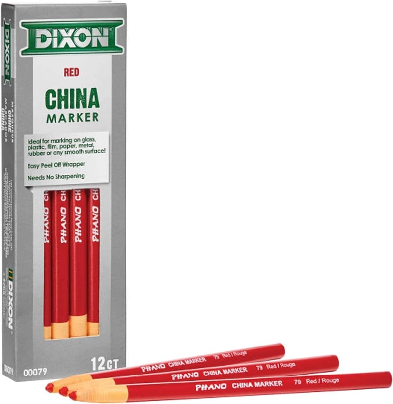 Dixon 00079 China Markers, Red, 12-Pack, 7 x 2.2 x 0.8 inches - Image 2