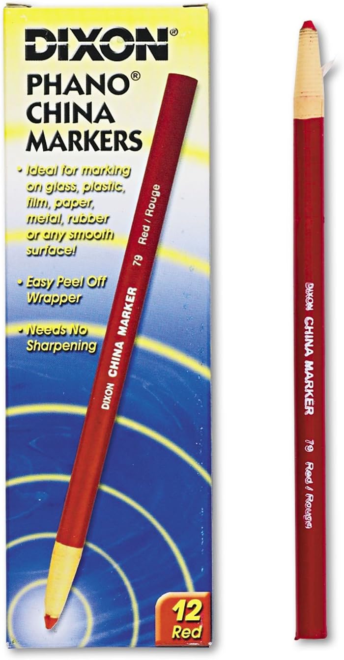 Dixon 00079 China Markers, Red, 12-Pack, 7 x 2.2 x 0.8 inches - Image 1