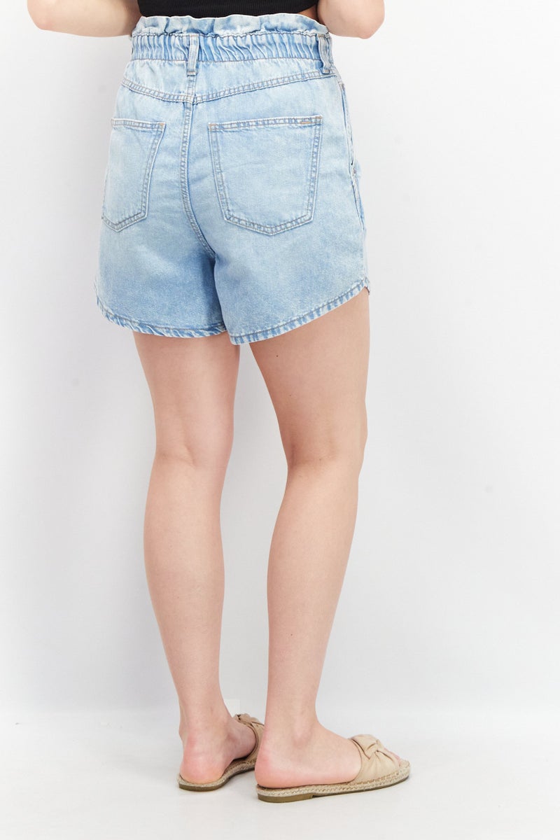 EDC Women Solid Denim Shorts, Blue - Image 2