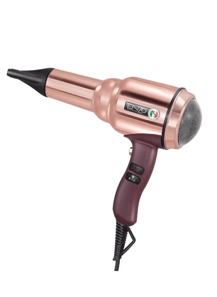 ENZO Professional - ENZO EN-8228 2000W PINK  Professional Hair Dryer – Ionic Technology, 3 Heat Settings, 2 Speed Settings, and Concentrator Nozzle-Intl Version - Image 1