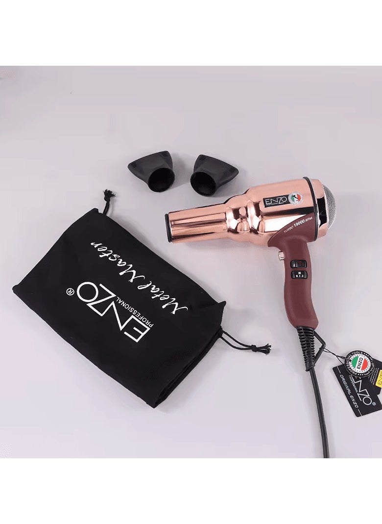 ENZO Professional - ENZO EN-8228 2000W PINK  Professional Hair Dryer – Ionic Technology, 3 Heat Settings, 2 Speed Settings, and Concentrator Nozzle-Intl Version - Image 1