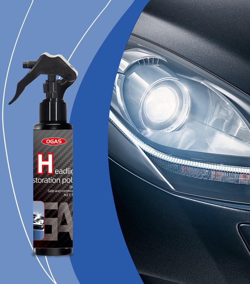 OGAS Car Headlight Restoration Spray 120ml – Advanced Oxidation & Yellowing Remover – High-Performance Headlight Cleaner & Glass Cleaning Liquid for Crystal Clear Visibility - Image 1