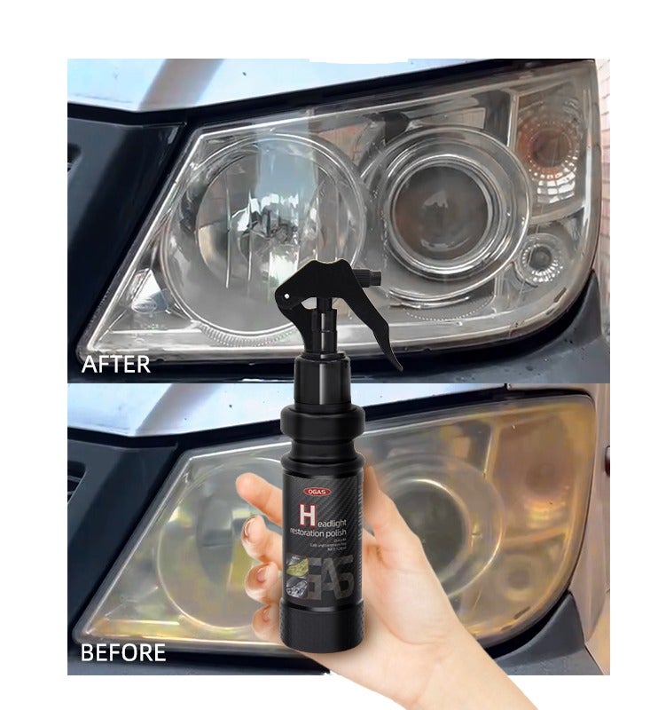 OGAS Car Headlight Restoration Spray 120ml – Advanced Oxidation & Yellowing Remover – High-Performance Headlight Cleaner & Glass Cleaning Liquid for Crystal Clear Visibility - Image 4