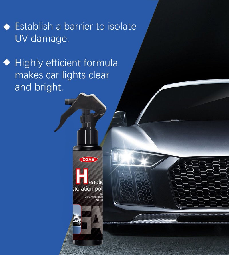 OGAS Car Headlight Restoration Spray 120ml – Advanced Oxidation & Yellowing Remover – High-Performance Headlight Cleaner & Glass Cleaning Liquid for Crystal Clear Visibility - Image 5