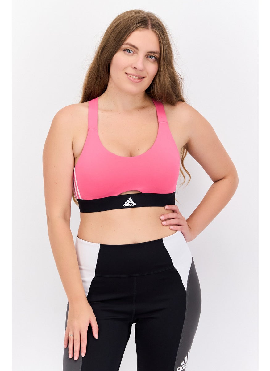 Adidas Women Sportswear Fit Brand Logo Padded Sports Bra, Pink  - Image 1