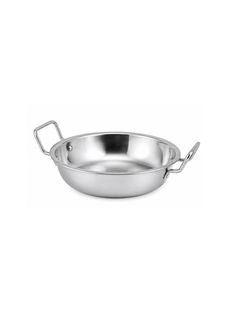 Bisbell 26 cm Stainless Steel Kadai with Dual Handles, Durable Deep Cooking Pan for Frying, Sautéing, Curries, Vegetables & Everyday Cooking - Image 1