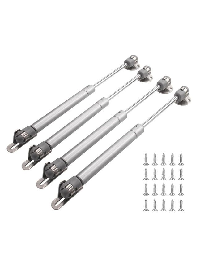 4 Pcs Gas Struts, Gas Spring, 100N Kitchen Door Piston, Furniture Gas Pressure Rod, Lift Up Spring Flap Gas Strut, Wardrobe Hinge, Kitchen Furniture Damping Hinge Arm, Silve  - Image 1