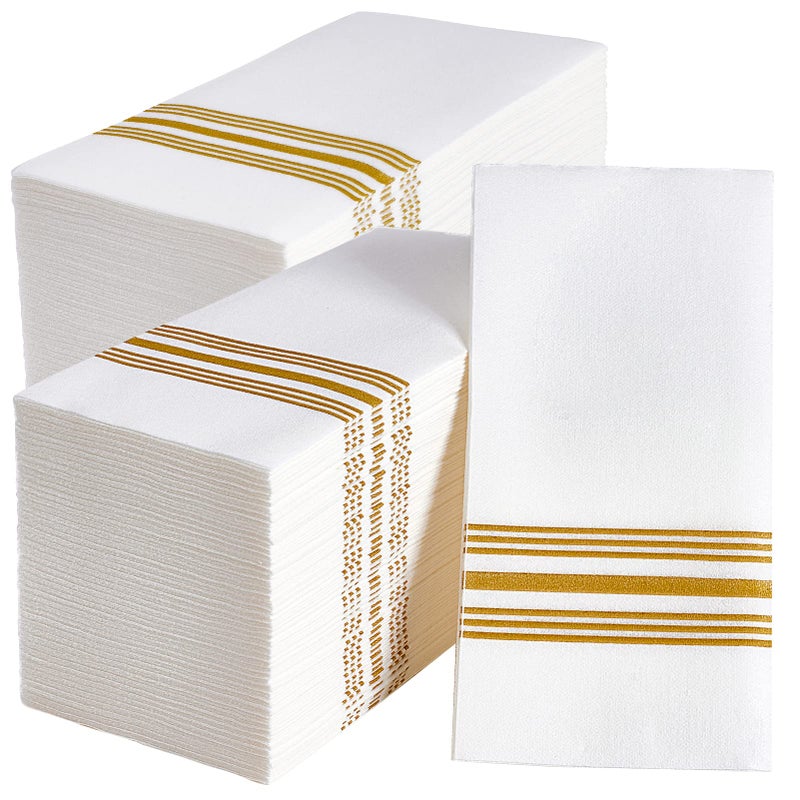 Vplus 300 PACK Guest Towels Disposable Bathroom Decorative Bathroom Napkins Cloth Feel Soft and Absorbent Disposable Paper Hand Towel for Dinners Kitchen Parties Weddings Christmas Party