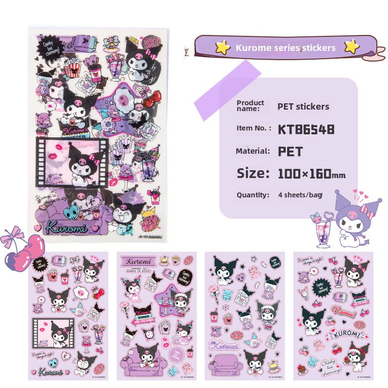 Generic Sanrio Kuromi Transparent PET Stickers 98362-coolomi (KT86548)