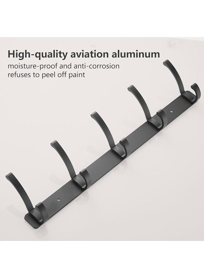 Wall Mount Coat Hooks Heavy Duty Aliminum Hooks for Hanging Towel Hat Robe Cloth Organizer for Bathroom Kitchen Living Room Bedroom Door Hooks Black (5 Hooks) - Image 4
