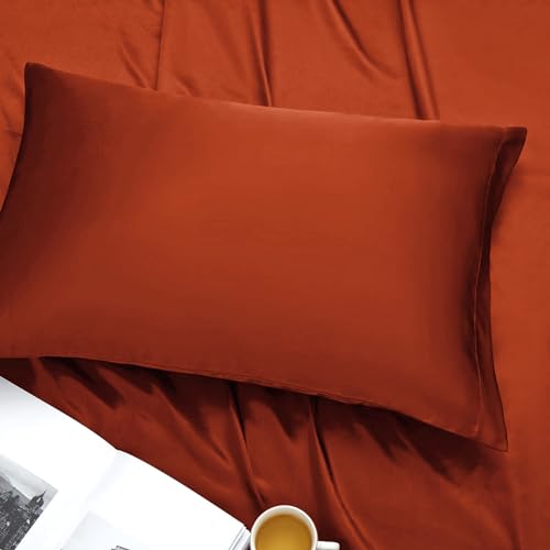 Ersmak Satin Pillowcase Queen Set of 2, 20" x 30" Ultra Soft & Silky Satin Pillow Cases for Hair and Skin, Wrinkle Fade Resistant Pillow Covers with Envelope Closure (Rust Orange) - Image 4