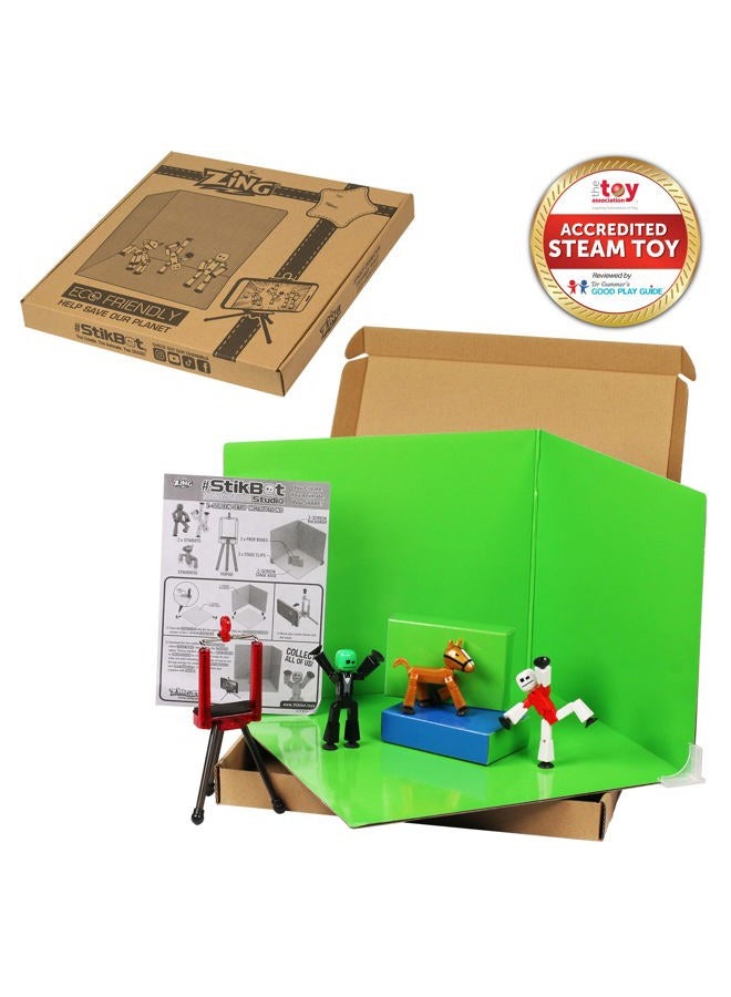Stikbot Zanimation Studio With Pet - Includes 2 Stikbots, 1 Horse Stikbot, 1 Phone Stand And 1 Reversible Backdrop - In Eco-Friendly Packaging - Image 2