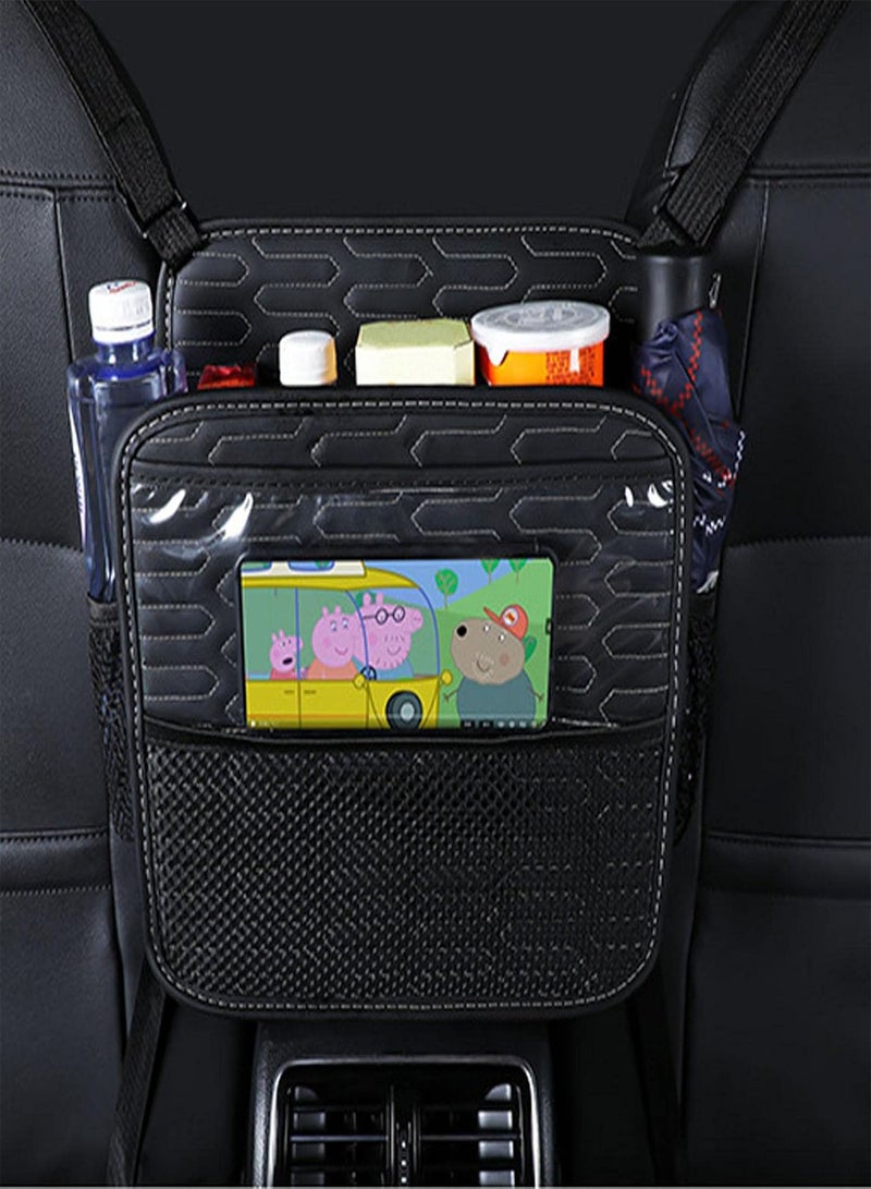 GGOOT Car Wallet Holder Between Seats Car Bag Organiser with Multiple Pockets, Car Organiser and Storage with Tissue Box Front, Back, Side  - Image 2